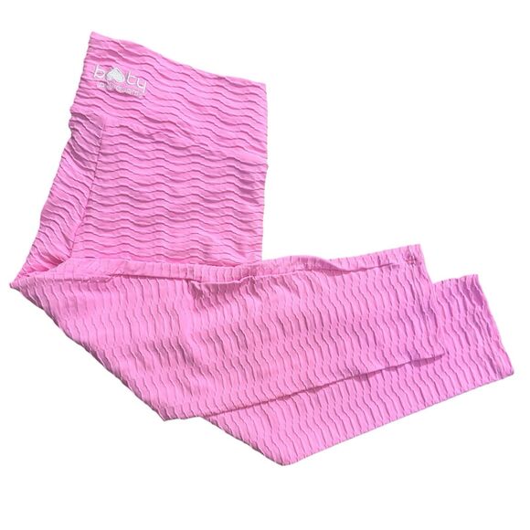 BOOTY by BRABANTS Pink Original Textured Crop Leggings Workout One Size OS - Picture 2 of 10